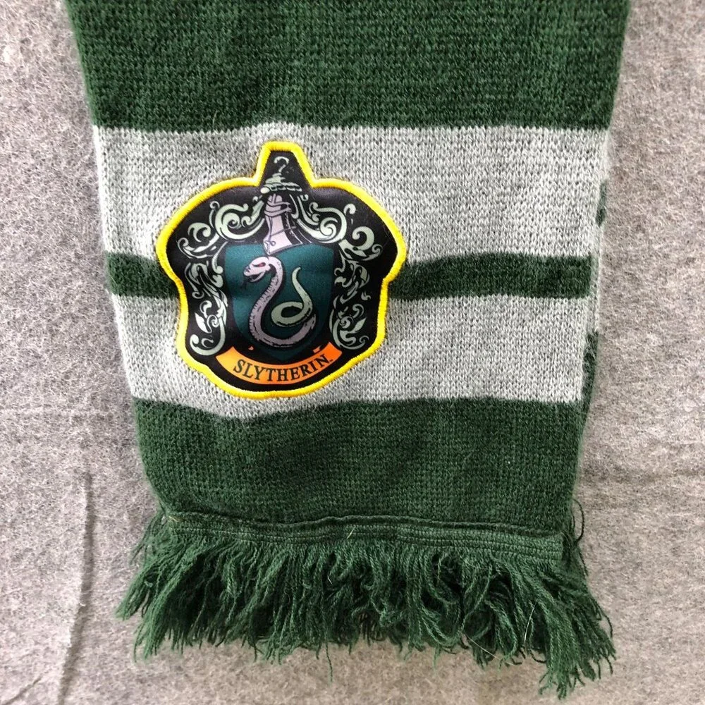 Harry Potter Slytherin Scarf Green Fringe Rectangle One Size Knit‎ Costume